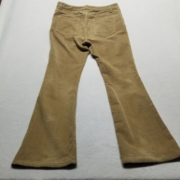 CALVIN KLEIN 8/32 Pants Flare Low Rise Corduroy Camel Tan Academia Bohemian Boho - Picture 10 of 11